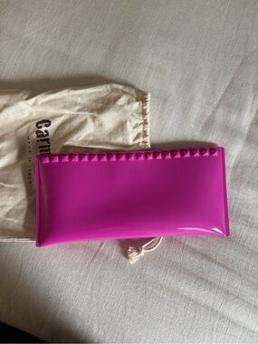 Carmina Pink Patent Stud-Trim Clutch